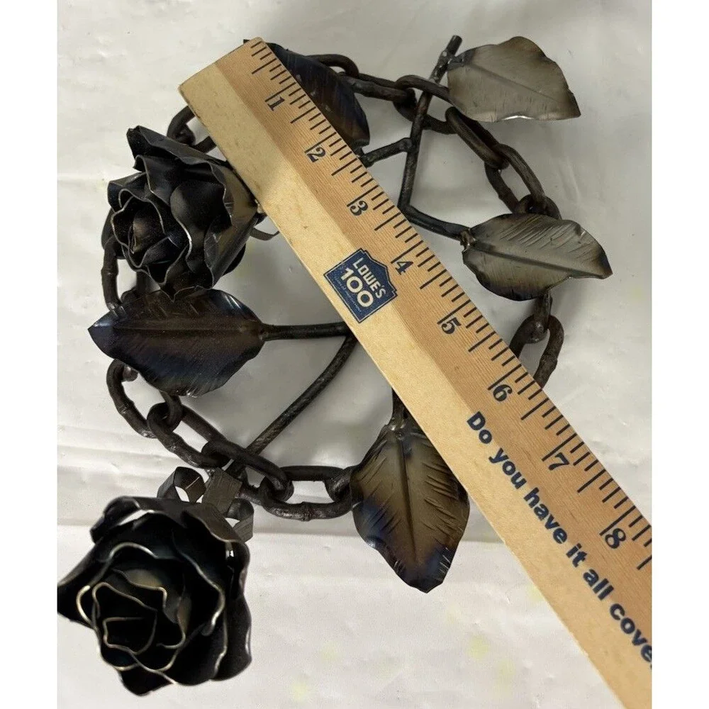 Handmade Welded Metal Rose Sculpture Welded Steel Flower Chain By R. Meuser